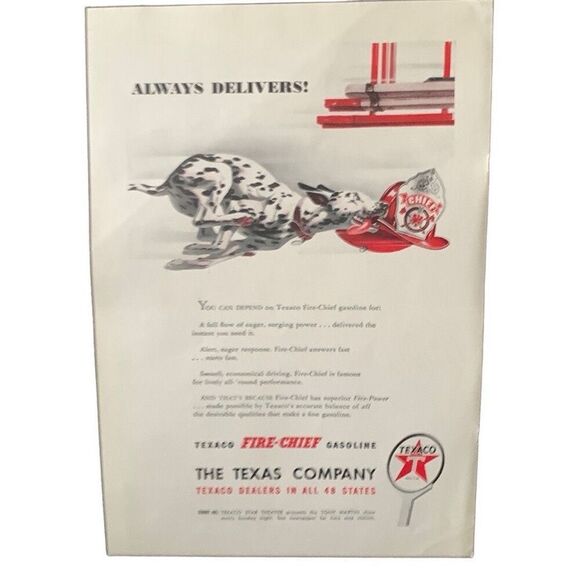 Vintage 1947 Texaco Fire Chief Always Delivers Ad Advertisement - Picture 2 of 4